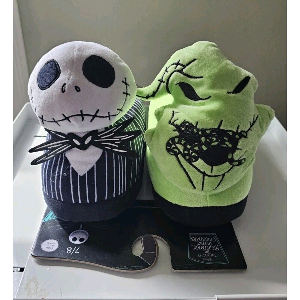 The Nightmare Before Christmas Oogie And Jack Glow In The Dark Slippers sz: 7/8